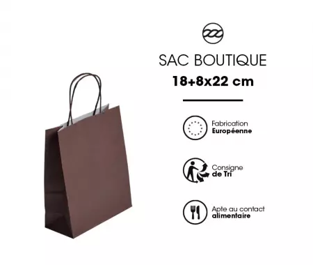 50 Sacs Kraft Tendance 18+8x22 CHOCOLAT / 21385