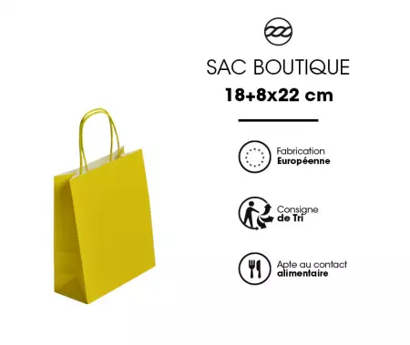 50 Sacs Kraft Tendance 18+8x22 JAUNE / 21282