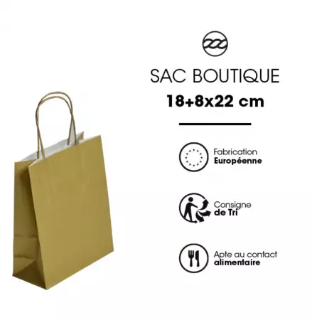 50 Sacs Kraft Tendance 18+8x22 OR / 21326