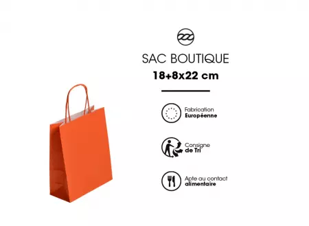 50 Sacs Kraft Tendance 18+8x22 ORANGE / 21366