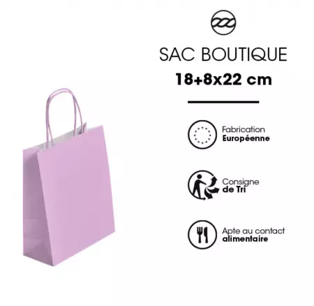 50 Sacs Kraft Tendance 18+8x22 ROSE PASTEL / 21270