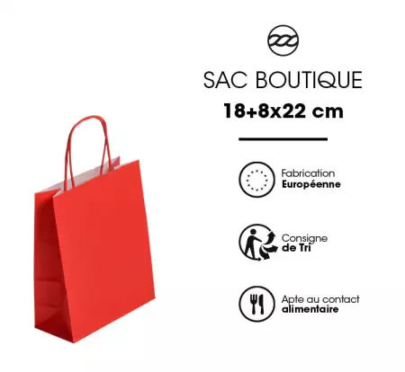 50 Sacs Kraft Tendance 18+8x22 ROUGE / 21279
