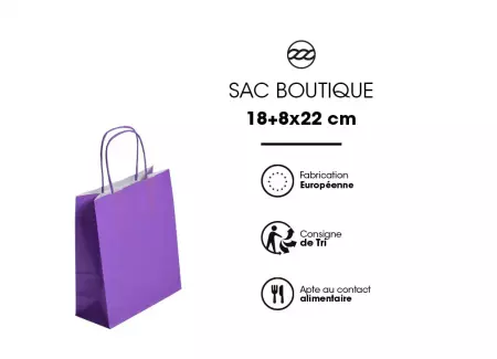 50 Sacs Kraft Tendance 18+8x22 VIOLET / 21363