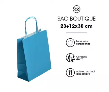 50 Sacs Kraft Tendance 23+12x30 BLEU / 21389