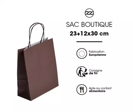 50 Sacs Kraft Tendance 23+12x30 CHOCOLAT / 21386