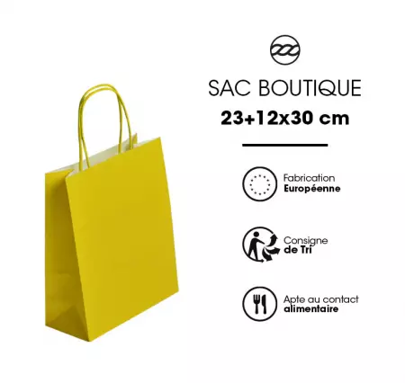 50 Sacs Kraft Tendance 23+12x30 JAUNE / 21283