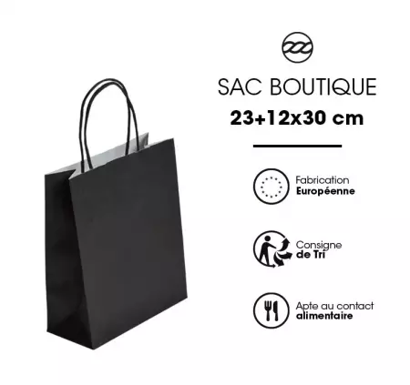 50 Sacs Kraft Tendance 23+12x30 NOIR / 21277