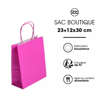 50 Sacs Kraft Tendance 23+12x30 ROSE / 21373