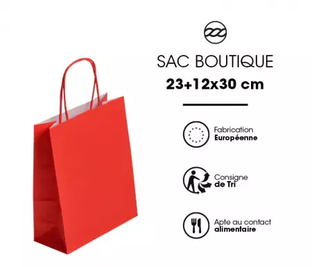 50 Sacs Kraft Tendance 23+12x30 ROUGE / 21280