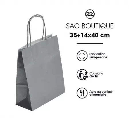 50 Sacs Kraft Tendance 35+14x40 ARGENT / 21335