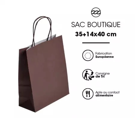 50 Sacs Kraft Tendance 35+14x40 CHOCOLAT / 21387