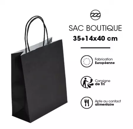 50 Sacs Kraft Tendance 35+14x40 NOIR / 21278