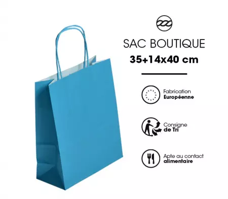 50 Sacs Kraft Tendance 35+14x40 TURQUOISE / 21390