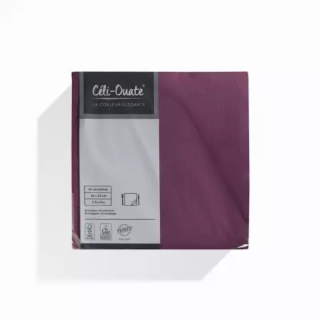 50 Serviettes C&eacute;liouate 38x38 AUBERGINE