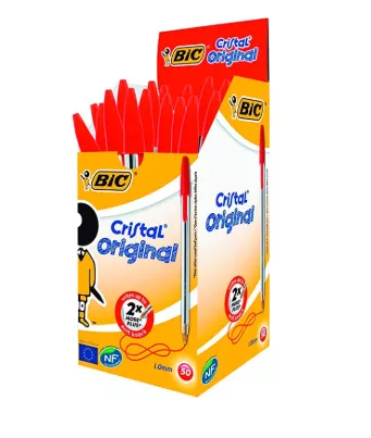 50 Stylo Bille BIC Cristal 0.5mm ROUGE