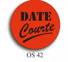 500 &eacute;tiquettes Fluo Orange DATE COURTE