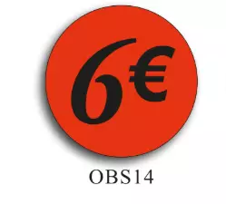 500 Etiquettes Fluo Rouge 6�