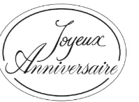 500 ETIQUETTES JOYEUX ANNIVERSAIRE TRANSPARENTE NOIR 