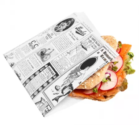 500 PAPIERS INGRAISSABLES OUVERT 2 C&Ocirc;T&Eacute;S FAST FOOD \'TIMES\' 35 G/M2 17x18 CM BLANC PARCH.INGRAISSABLE