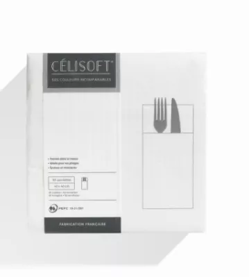 500 SERVIETTES CELISOFT 40X40 LUNCH POCHETTE BLANCHE 