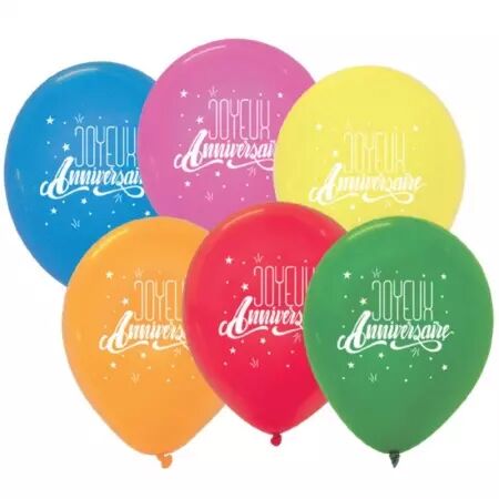 6 BALLONS JOYEUX ANNIVERSAIRE 