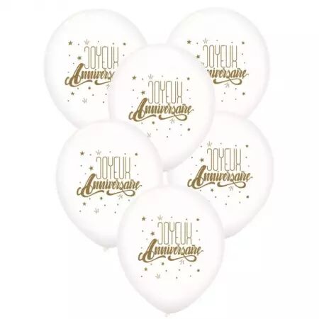 6 BALLONS LATEX JOYEUX ANNIVERSAIRE 