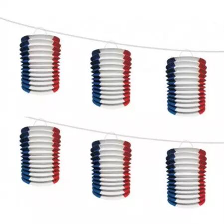 6 lampions bleu blanc rouge 15x10cm