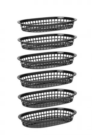 6 Panier de service style fast- food noir 275x175x38 mm PP