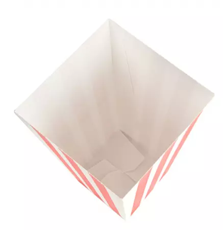 600 RECIPIENTS POP-CORNS \'THEPACK STRIPES\' 2 L 8x11x20,5 CM BLANC CARTON ONDUL&Eacute; NANO-MICRO