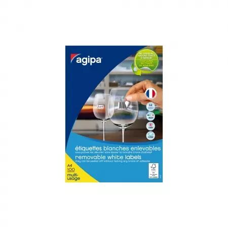 6500 Etiquettes 38x21.2 BLANC Enlevables