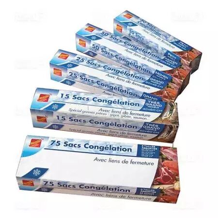 75 Sac cong&eacute;lation, fermeture par lien 3 formats assortis