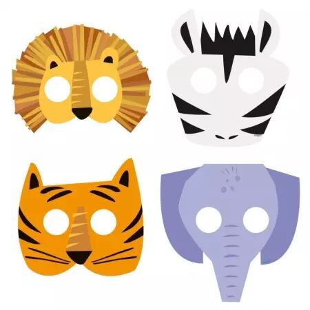 8 Masques cartons animaux SAFARI /U73926