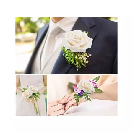  8 Roses EVA 7 CM Blanches