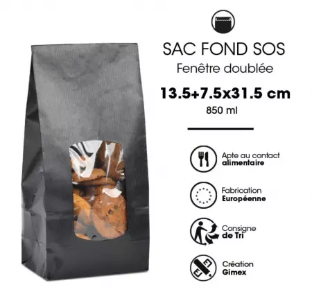 800 SACS SOS FEN NOIR K. VERGE 90G - 13,5+7,5x31,5cm 