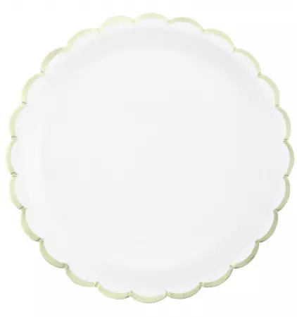 ASSIETTES FESTONNEES 23CM BLANCHES ET OR X 8