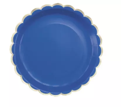 ASSIETTES FESTONNEES 23CM BLEU MAJORELLE ET OR X 8