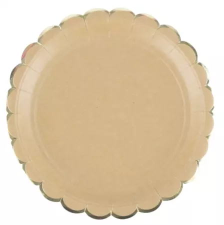ASSIETTES FESTONNEES 23CM KRAFT ET OR X 8 gg