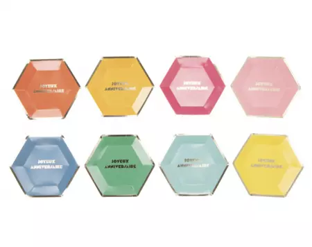ASSIETTES HEXAGONALES MULTI JA X 8 