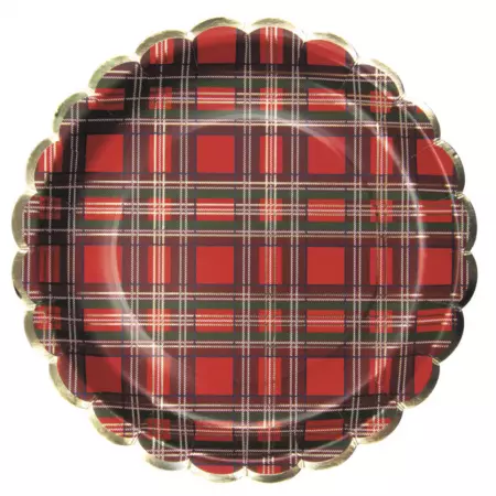 ASSIETTES TARTAN ET OR X8