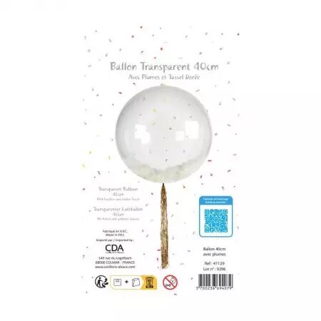 BALLON BULLE AVEC PLUME 40CM