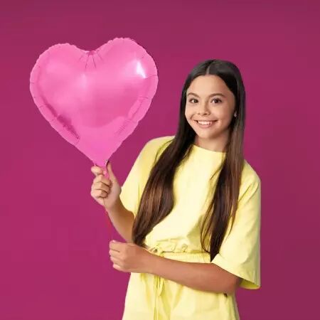 BALLON FOIL COEUR 45CM ROSE