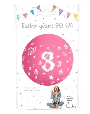 Ballon g&eacute;ant 90cm Chiffre 3 /CO36377
