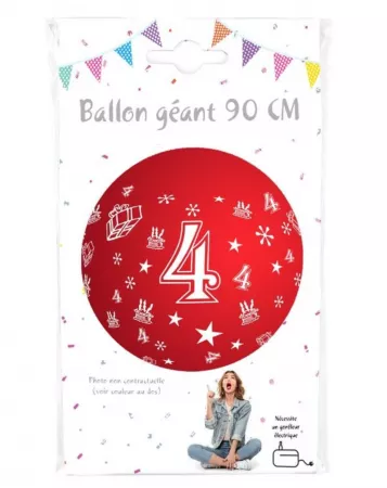 Ballon g&eacute;ant 90cm Chiffre 4  /CO36378