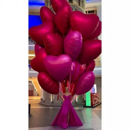 Ballon g&eacute;ant COEUR foil rouge mat 130...