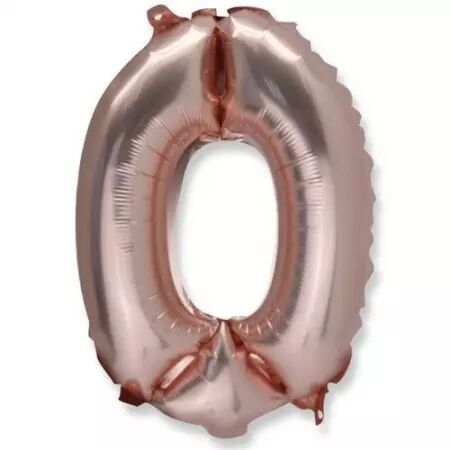 Ballon Mylar Chiffre \ 0\  Rose Gold 86cm + Paille Incluse