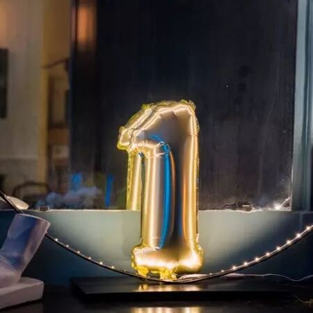 Ballon Mylar Chiffre \ 1\  Or 86cm + Paille Incluse 