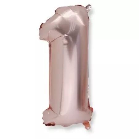 Ballon Mylar Chiffre \ 1\  Rose Gold 86cm + Paille Incluse