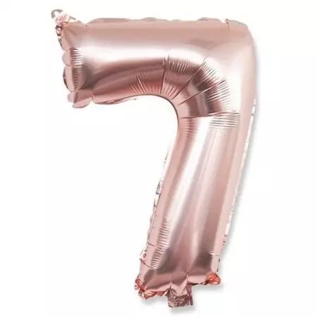 Ballon Mylar Chiffre \ 7\  Rose Gold 86cm + Paille Incluse