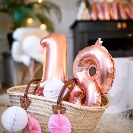 Ballon Mylar Chiffre \ 8\  Rose Gold 86cm + Paille Incluse