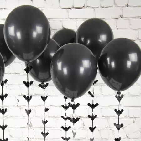 BALLONS DE BAUDRUCHE NOIRS A QUEUE CHAUVE SOURIS x 8	
